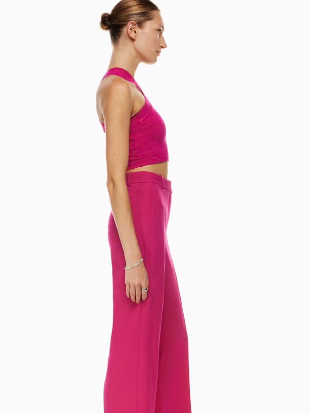 NEW Aritzia Babaton Sculpt Knit Criss Cross Cropped Tank Small Pink - Picture 5 of 10